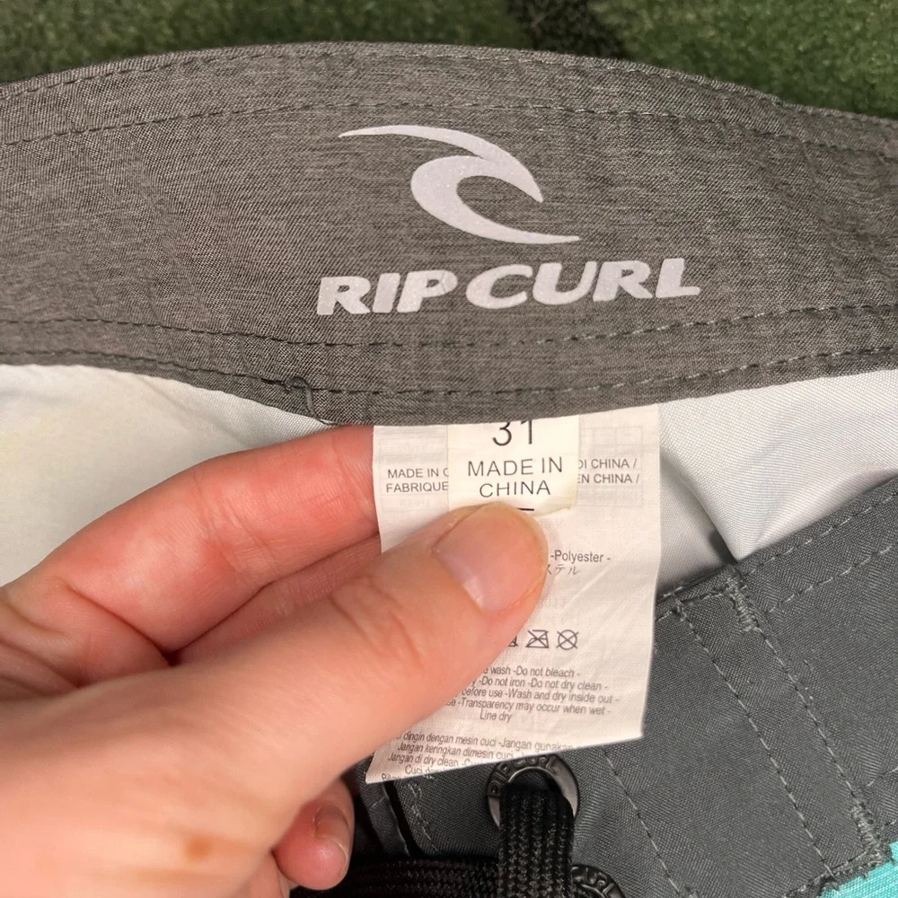 Rip Curl Board Shorts Mens 31 Teal Black Surf Swim Trunks